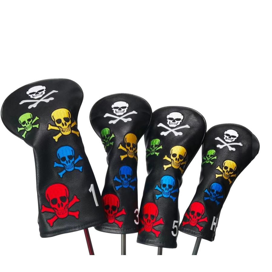 【ヘッドカバー】 5色スカル 4点セット DR/FW×2/UT