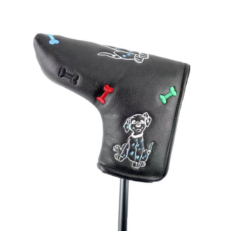 ゴルフ ヘッドカバー パターカバー スコッティキャメロン オデッセイに適合 マジックテープ式 ピンタイプ dog 白 黒