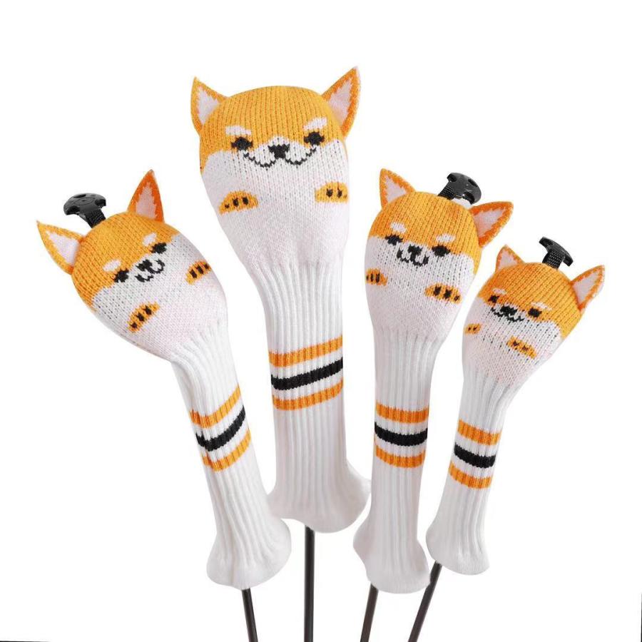 【ヘッドカバー】 秋田犬デザイン 単品 ニット製 DR・FW・UT