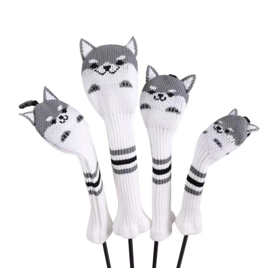【ヘッドカバー】 秋田犬デザイン 単品 ニット製 DR・FW・UT