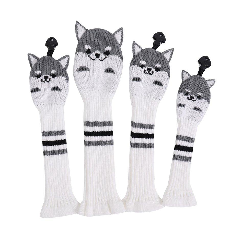 【ヘッドカバー】 秋田犬デザイン 単品 ニット製 DR・FW・UT