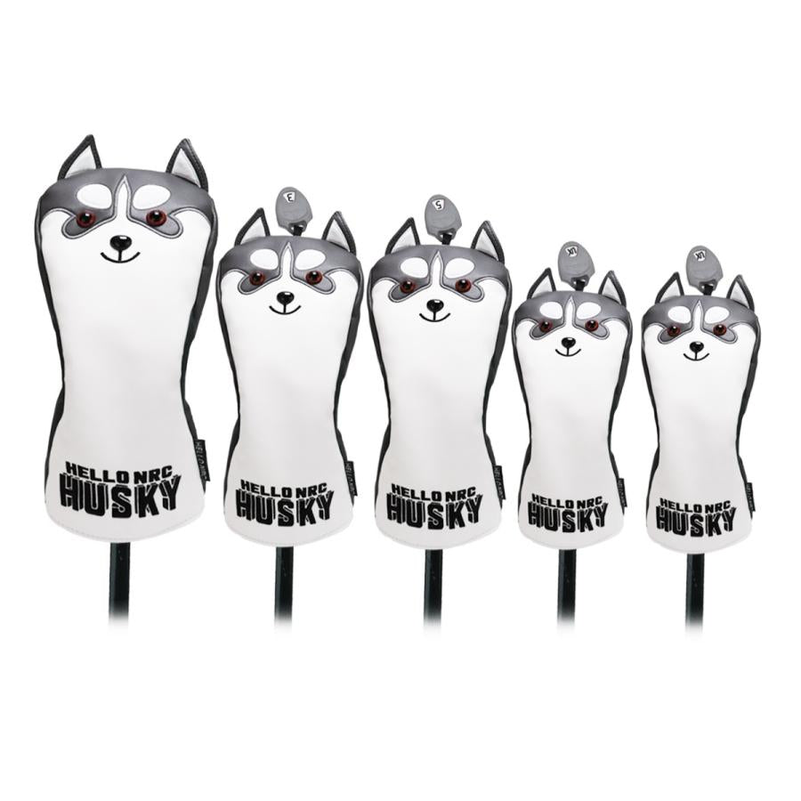 【ヘッドカバー】 秋田犬 ハスキー ラグドール ねこ 5点セット