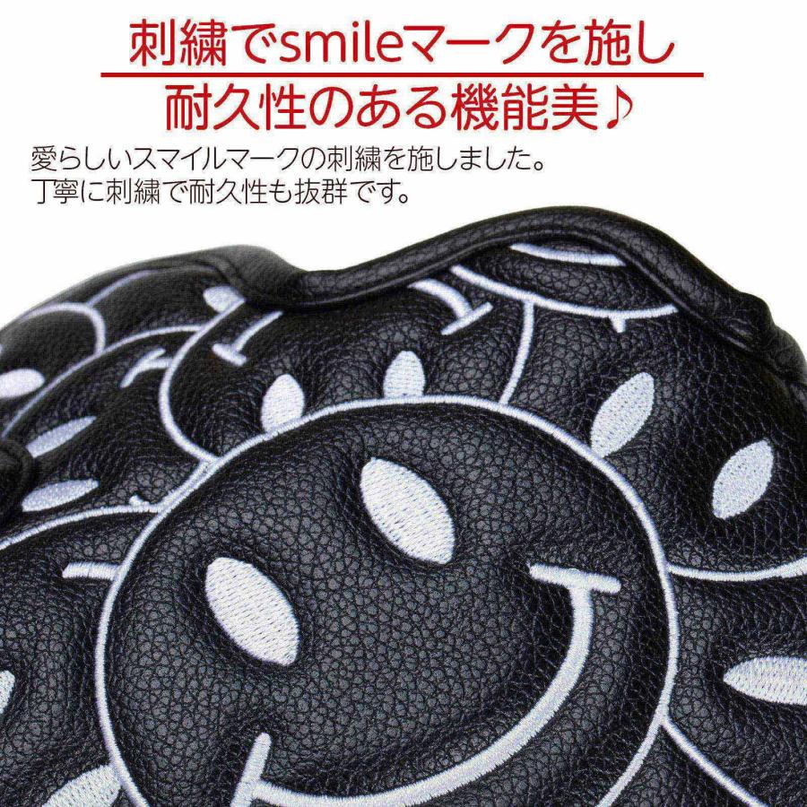 パターカバー ゴルフ カバー ヘッドカバー マレット 用 オデッセイ 2ボール テーラーメイド スパイダーパター 対応 ゴルフ カバー 新スマイル