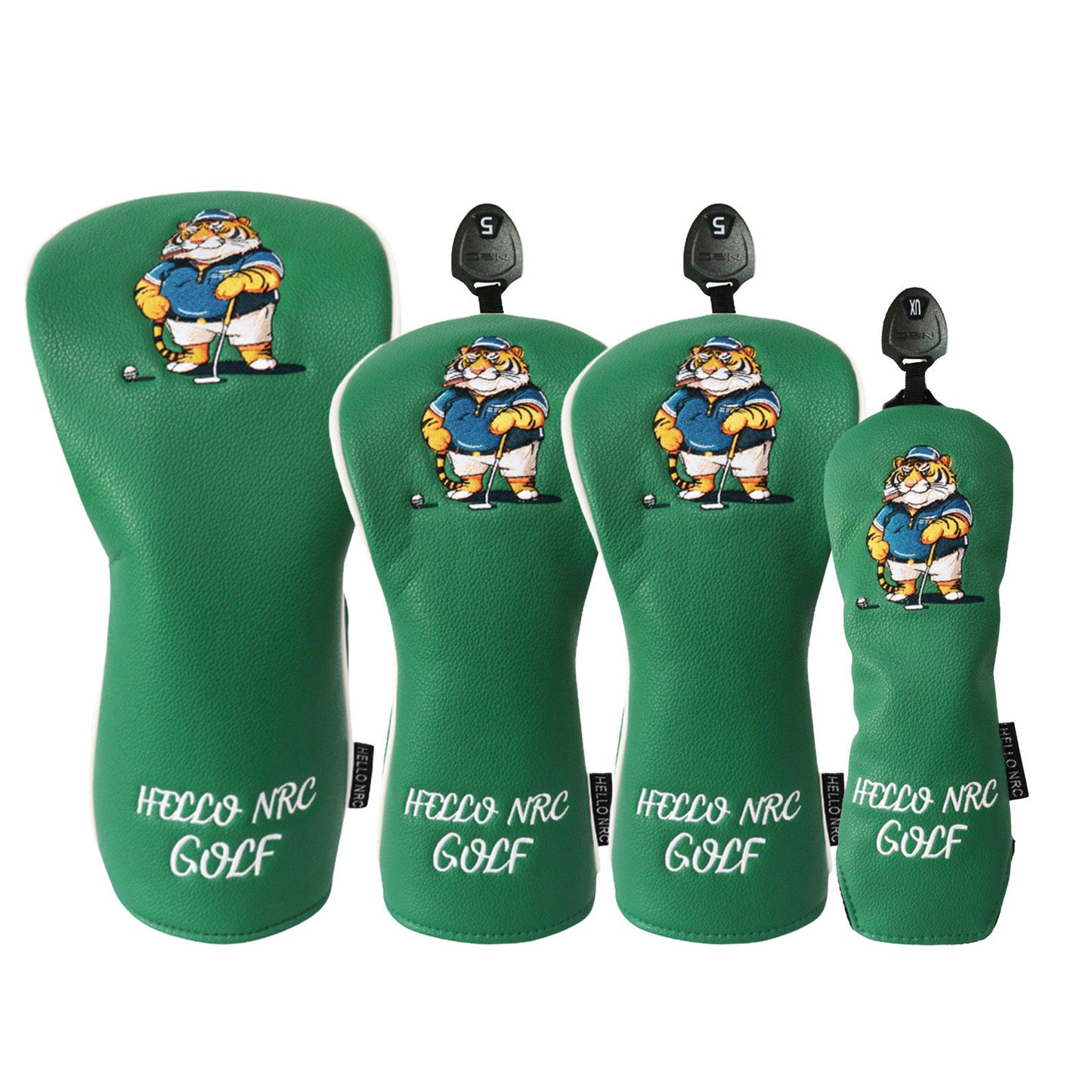 【ヘッドカバー】 虎キャラクター 単品 4点セット DR・FW・UT 黒 緑