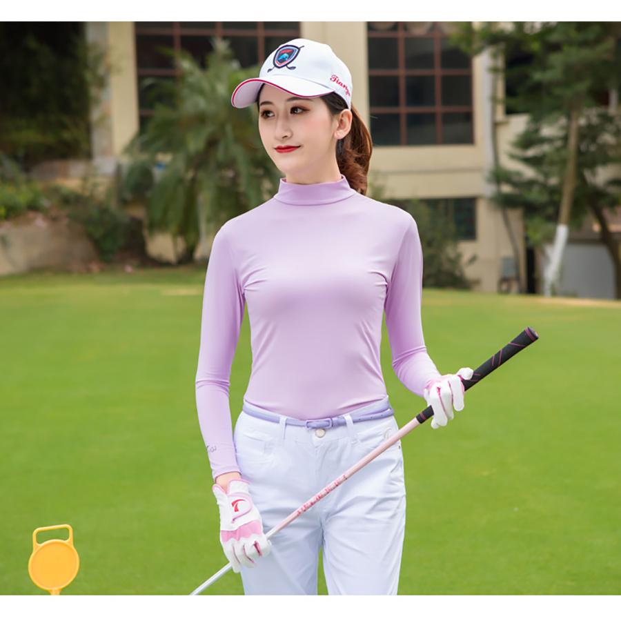 ゴルフ レディース シャツ 長袖 UVカット インナー ウェア 日焼け対策 ストレッチ ひんやり 夏 スポーツシャツ ゴルフウェア 吸汗 速乾 接触冷感 スポーツウェア
