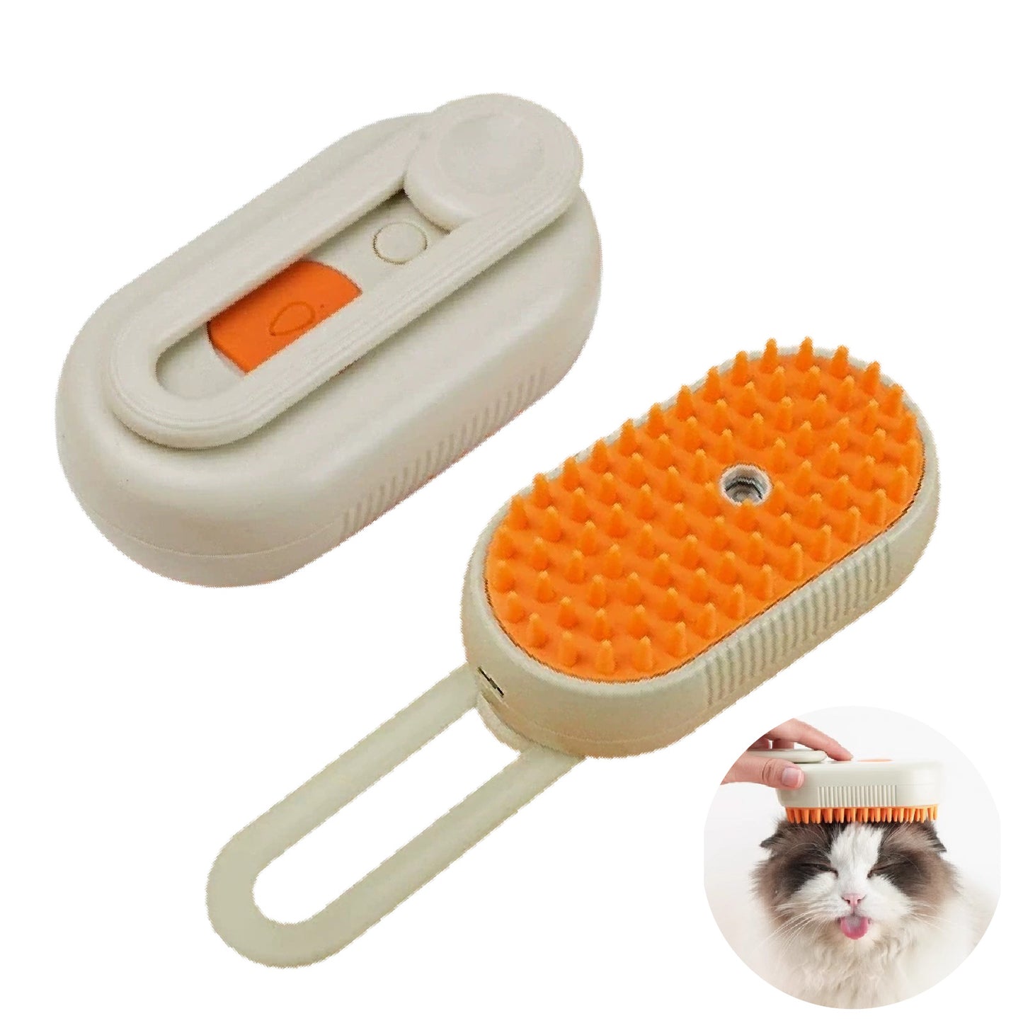 【毛が飛び散らない!】ペットブラシ 噴霧式 痛くない くし 抜け毛除去 蒸気ペットブラシ 充電式 水タンク付き 360°回転 猫 犬 簡単 USB充電 猫ブラシ 犬ブラシ ワンプッシュ式 マッサージ 毛取りブラシ 犬ブラシ 猫の毛取り