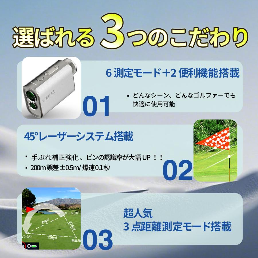 ゴルフレーザー距離計 小型mini 3点間距離測定 ピンロック 競技対応 サブディスプレイ搭載 高透過レンズ 1093yd