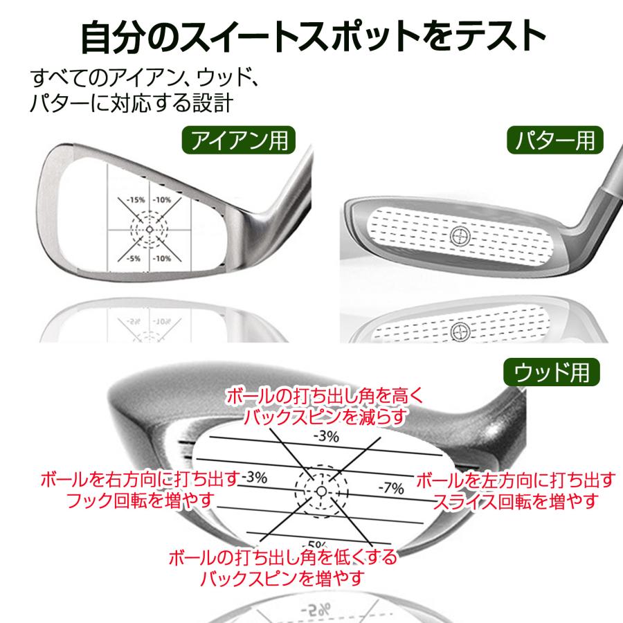 ゴルフ ショットマーカー インパクトマーカー 打球位置確認用 お得な120ショット分 ショット確認シート ドライバー用 アイアン用 パター用 ゴルフ練習 打痕 打点