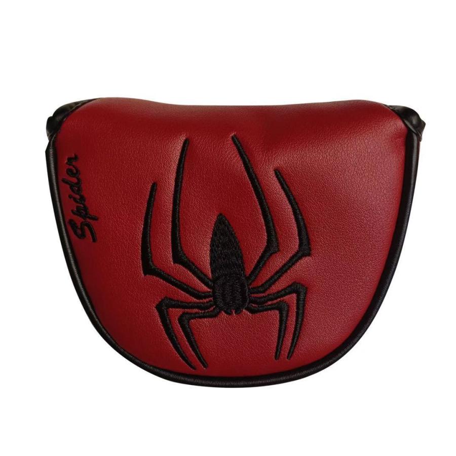 ゴルフ ヘッドカバー パターカバー マレット オデッセイ2ボール・テーラーメイド スパイダーパター 対応 スパイダー デザイン 黒 赤