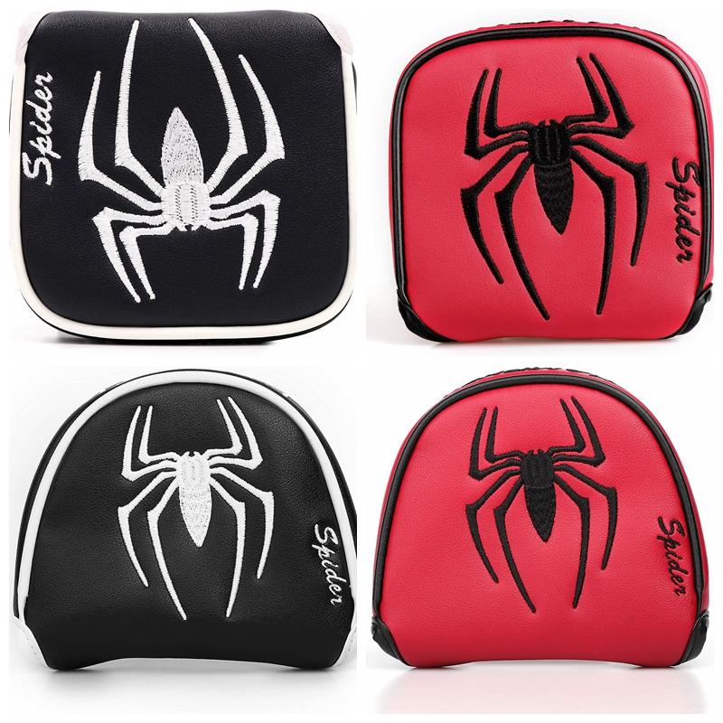 ゴルフ ヘッドカバー パターカバー マレット オデッセイ2ボール・テーラーメイド スパイダーパター 対応 スパイダー デザイン 黒 赤