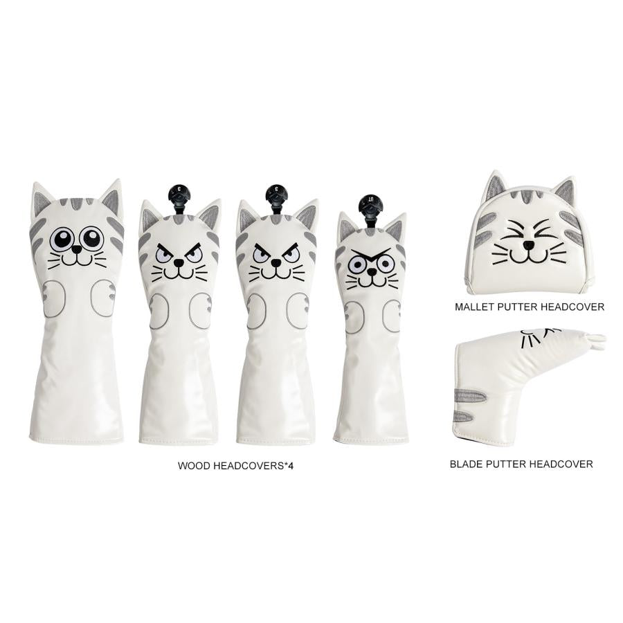 【ヘッド/パターカバー】 ニコニコ猫 単品 DR・FW・UT・マレット・ピンタイプ