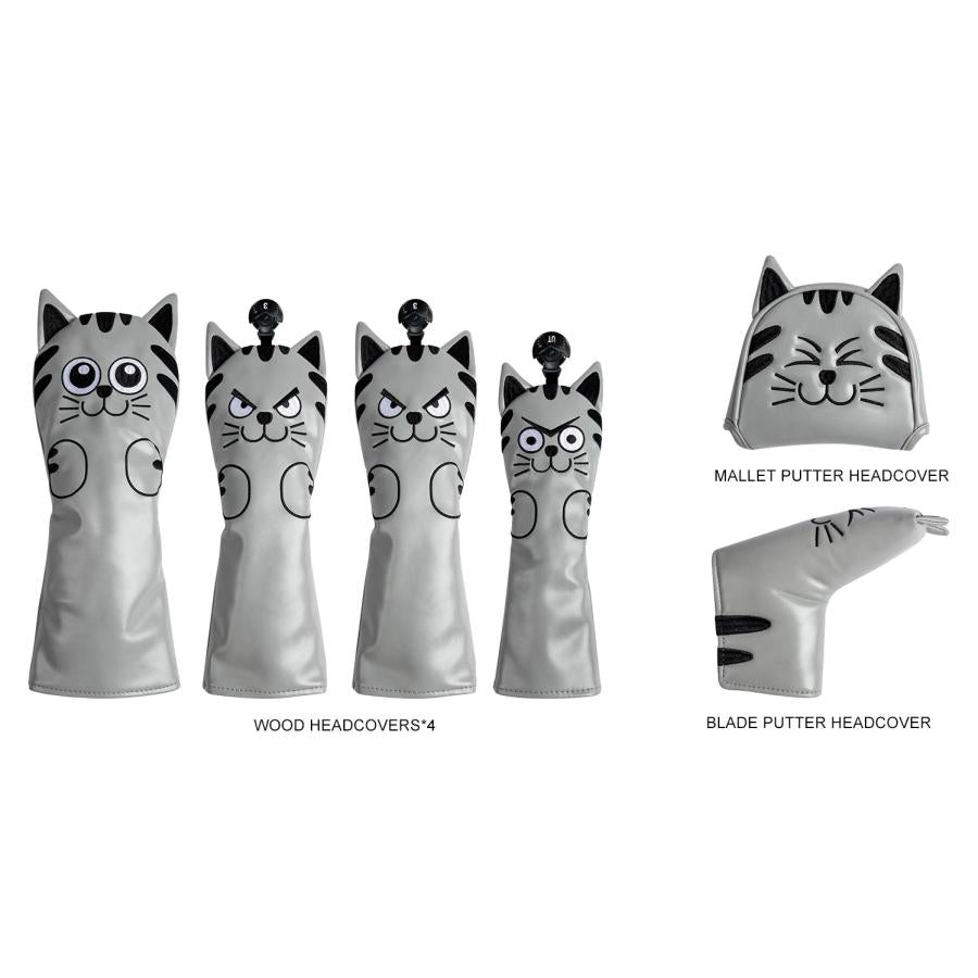 【ヘッド/パターカバー】 ニコニコ猫 単品 DR・FW・UT・マレット・ピンタイプ