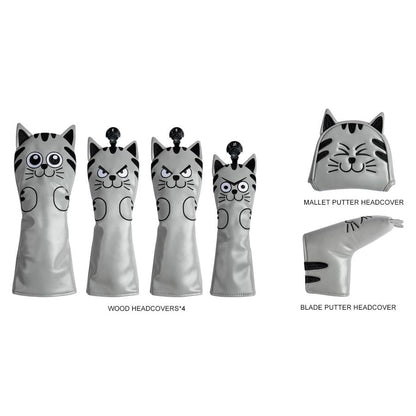 【ヘッド/パターカバー】 ニコニコ猫 単品 DR・FW・UT・マレット・ピンタイプ