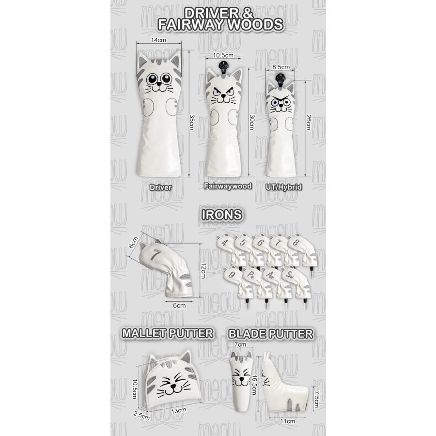 【ヘッド/パターカバー】 ニコニコ猫 単品 DR・FW・UT・マレット・ピンタイプ