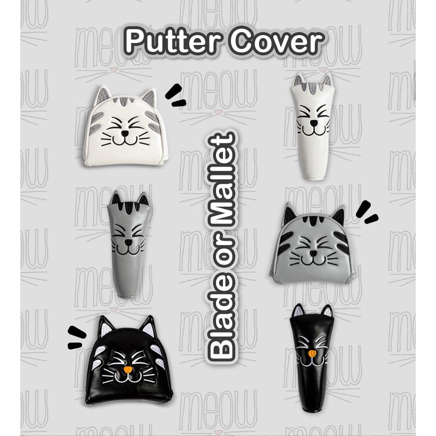 【ヘッド/パターカバー】 ニコニコ猫 単品 DR・FW・UT・マレット・ピンタイプ