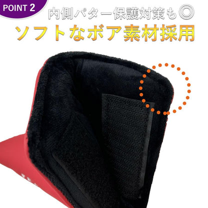 ゴルフ ヘッドカバー パターカバー スコッティーキャメロン オデッセイに適合 マジックテープ開閉式 アメリカ刺繍 ピンタイプ 樹 紺 白 赤 黒