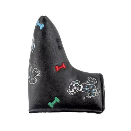 ゴルフ ヘッドカバー パターカバー スコッティキャメロン オデッセイに適合 マジックテープ式 ピンタイプ dog 白 黒