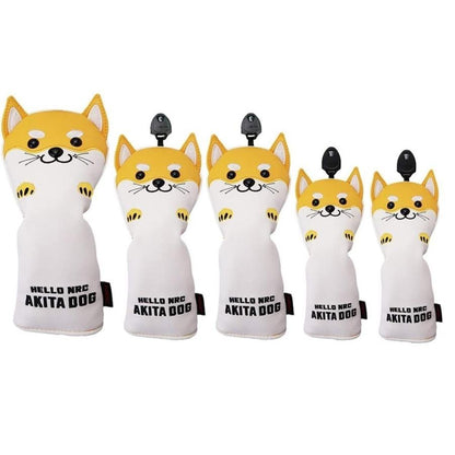 【ヘッドカバー】  秋田犬 ハスキー ラグドール ねこ 5点セット
