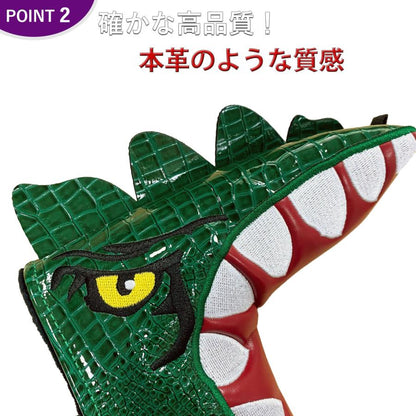 パターカバー ピンタイプ スパイダー スコッティーキャメロン オデッセイに 適合 マグネット開閉式 恐竜 刺繍