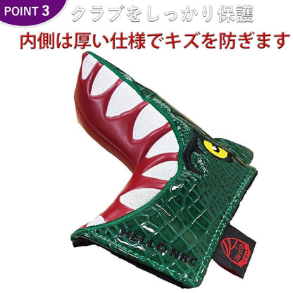 パターカバー ピンタイプ スパイダー スコッティーキャメロン オデッセイに 適合 マグネット開閉式 恐竜 刺繍