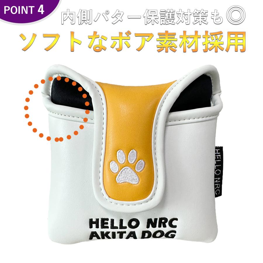 ゴルフ ヘッドカバー パターカバー マレット オデッセイ 2ボール 対応 マレット マグネット式 秋田犬 ネコ dog