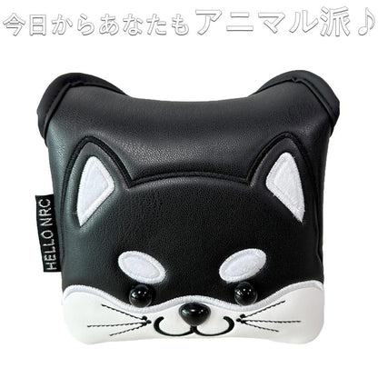 ゴルフ ヘッドカバー パターカバー マレット オデッセイ 2ボール 対応 マレット マグネット式 秋田犬 ネコ dog
