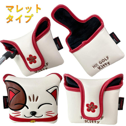 ゴルフ ヘッドカバー パターカバー マレット オデッセイ 2ボール 対応 マレット マグネット式 秋田犬 ネコ dog