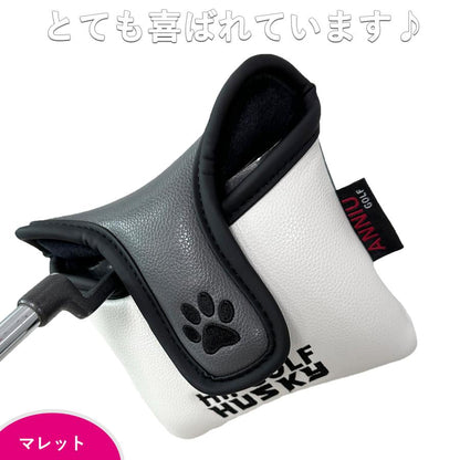 ゴルフ ヘッドカバー パターカバー マレット オデッセイ 2ボール 対応 マレット マグネット式 秋田犬 ネコ dog