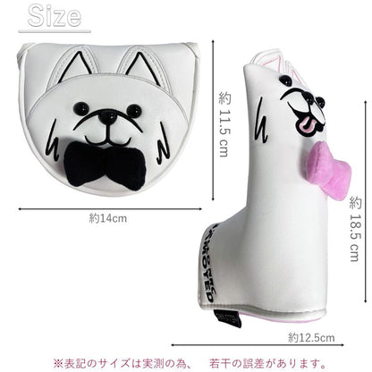 ゴルフ ヘッドカバー パター マレット カバー ピンタイプ ゴルフ ヘッドカバー 単品 サモエド 黒 ピンク 防水仕様 高級 PUレザー