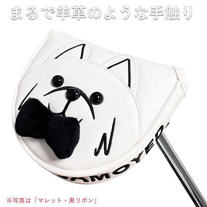 ゴルフ ヘッドカバー パター マレット カバー ピンタイプ ゴルフ ヘッドカバー 単品 サモエド 黒 ピンク 防水仕様 高級 PUレザー