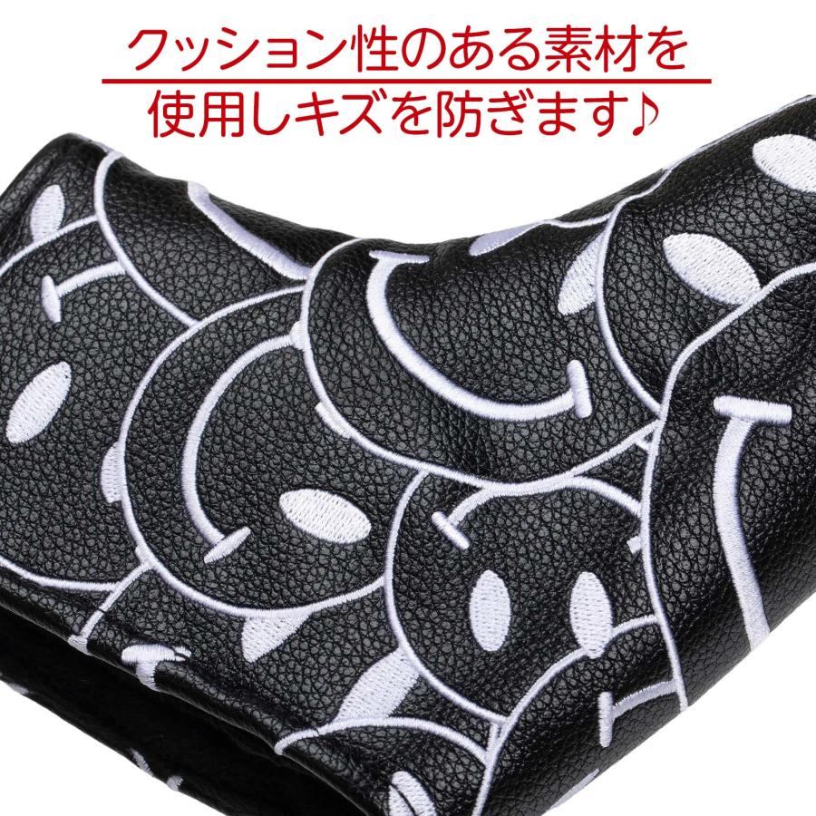 パターカバー ピンタイプ用 ゴルフ ヘッドカバー スコッティーキャメロン オデッセイに 適合 マグネット開閉式  キーリング付き 新スマイル ピンタイプ