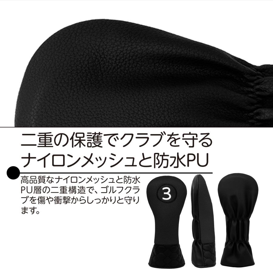 【ヘッドカバー】  シンプルメッシュ 4点セット