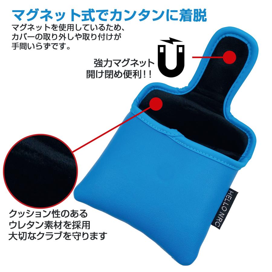 ゴルフ カバー パターカバー 磁石タイプ開閉 オデッセイ 2ボール テーラーメイド スパイダーパター 対応 マレット メキシコ スカル Mexicoスカル 錦鯉 方形