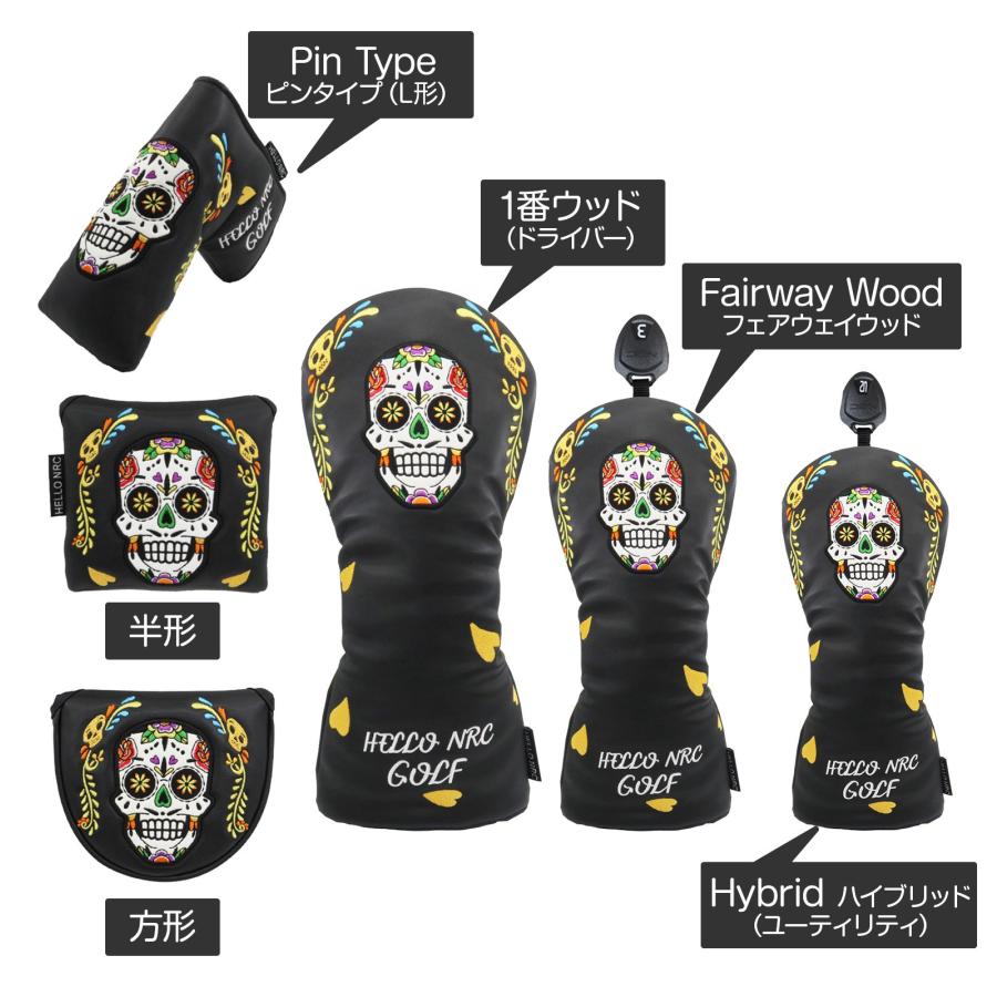 パターカバー ヘッドカバー スコッティーキャメロン オデッセイに 適合 ピンタイプ 用 Mexicoスカル