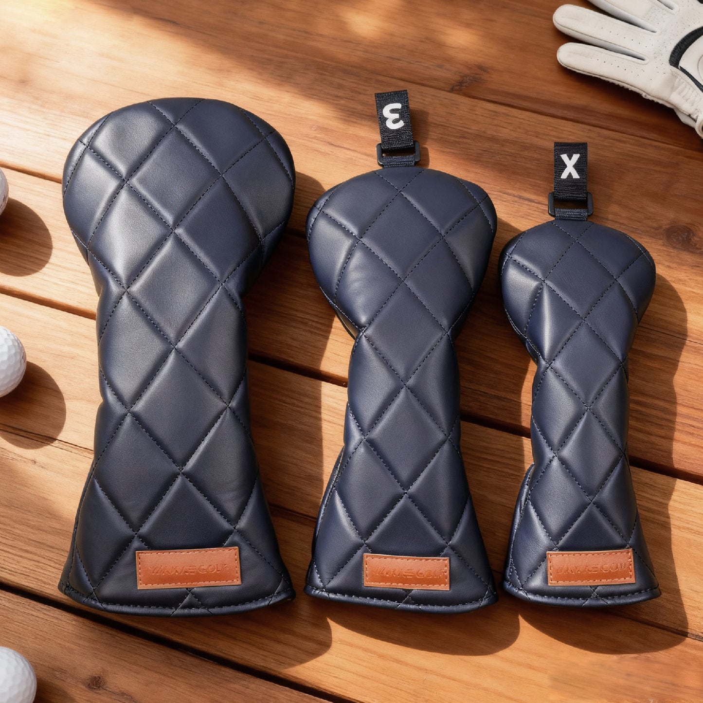 【ヘッドカバー】WAKAE GOLF オリジナル 無地ダイヤ 単品 4点 DR・FW・UT