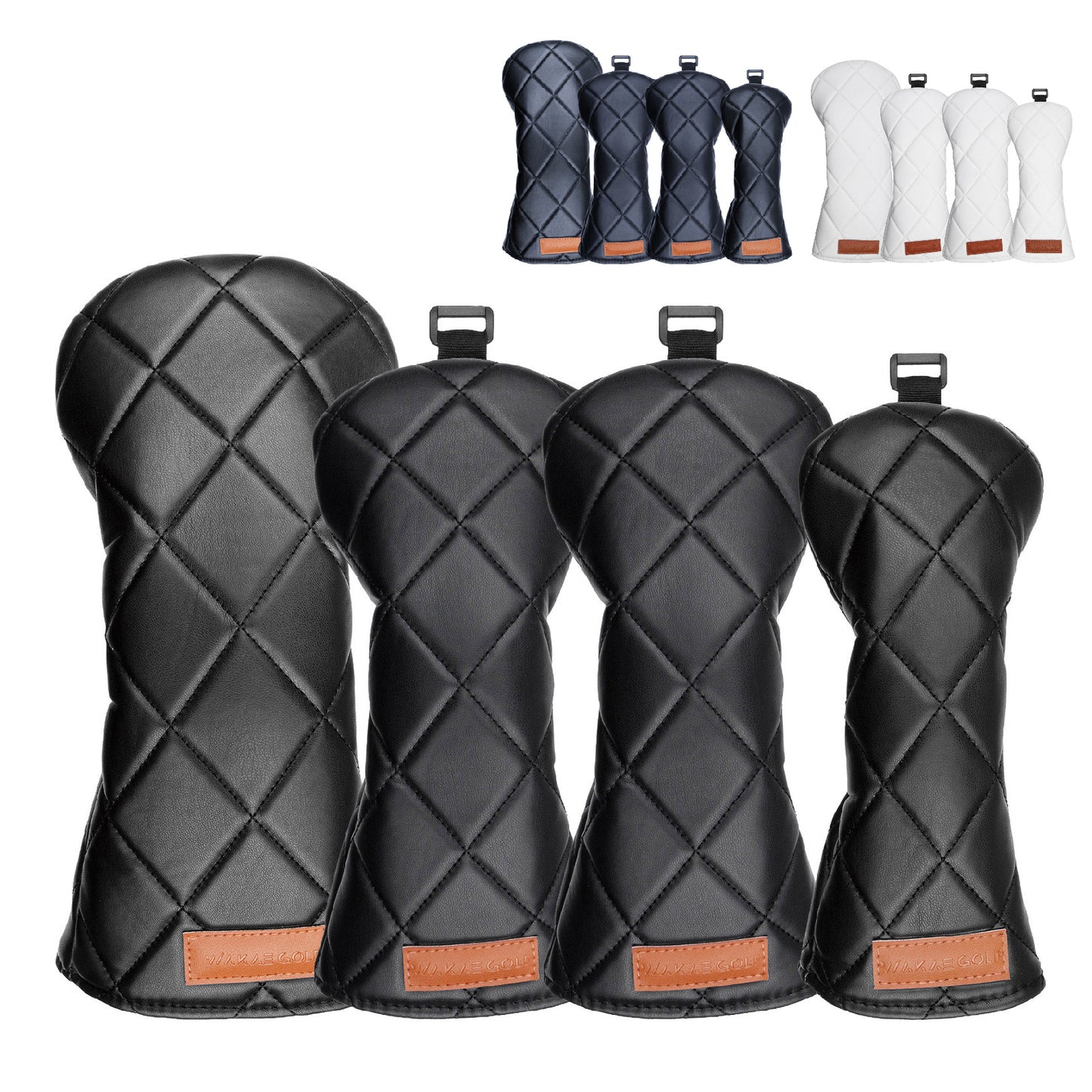 【ヘッドカバー】WAKAE GOLF オリジナル 無地ダイヤ 単品 4点 DR・FW・UT