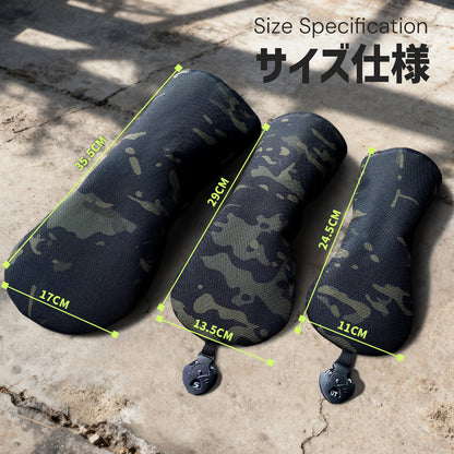【ヘッドカバー】ナイロン迷彩 単品 4点セット DR・FW・UT