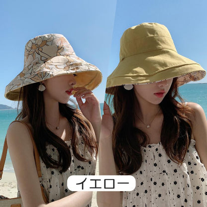 日よけ帽子 つば広 レディース リバーシブル 花柄 シンプル ファッション 紫外線対策 UV ハット 360度UVカット 日焼け防止 通気 サファリハット かわいい 遮光