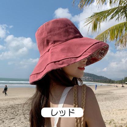 日よけ帽子 つば広 レディース リバーシブル 花柄 シンプル ファッション 紫外線対策 UV ハット 360度UVカット 日焼け防止 通気 サファリハット かわいい 遮光