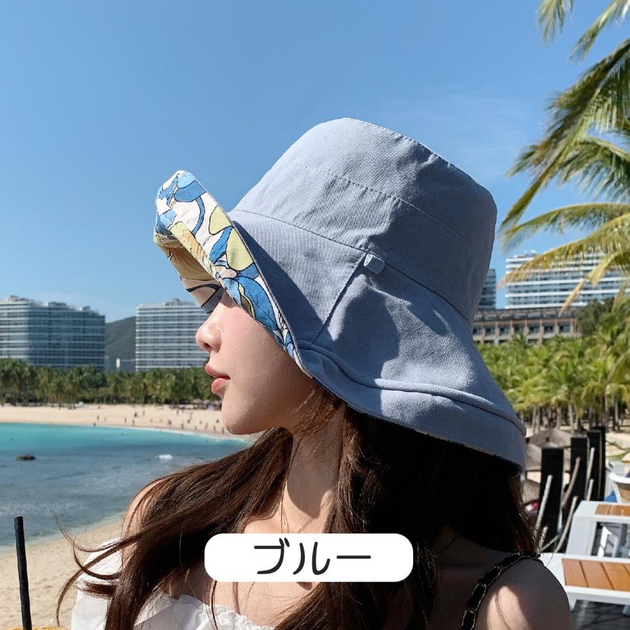 日よけ帽子 つば広 レディース リバーシブル 花柄 シンプル ファッション 紫外線対策 UV ハット 360度UVカット 日焼け防止 通気 サファリハット かわいい 遮光
