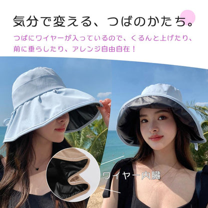 日よけ帽子 つば広 レディース リバーシブル シンプル ファッション 紫外線対策 UV ハット 360度UVカット 日焼け防止 通気 サファリハット かわいい 遮光