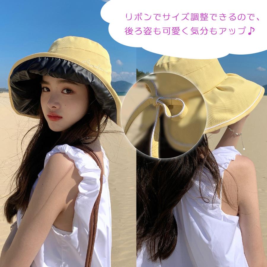 日よけ帽子 つば広 レディース リバーシブル シンプル ファッション 紫外線対策 UV ハット 360度UVカット 日焼け防止 通気 サファリハット かわいい 遮光