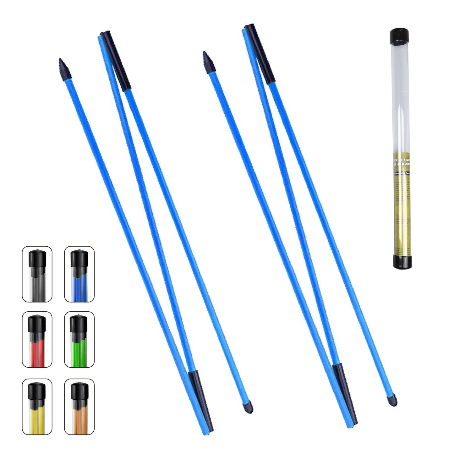 ゴルフ アライメントスティック 2本セット 全長122cm スイング練習器具 折りたたみ式 軌道修正 方向チェック スイング矯正 ケース付き グラスファイバー製