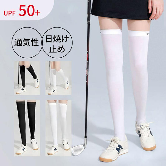 【UVカット＆接触冷感】2点セット ゴルフ ハイソックス レディース UVカット 接触冷感 レディース 女の子 ロングソックス 日焼け対策 美脚 スポーツソックス