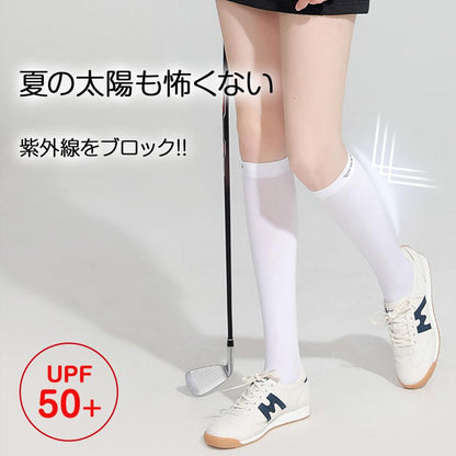 【UVカット＆接触冷感】ゴルフ ハイソックス レディース UVカット 接触冷感 レディース ゴルフ 女の子 ロングソックス 日焼け対策 美脚 スポーツソックス 単品