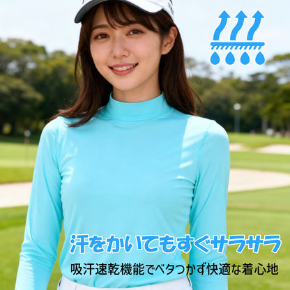 ゴルフ レディース シャツ 長袖 UVカット インナー ウェア 日焼け対策 ストレッチ ひんやり 夏 スポーツシャツ ゴルフウェア 吸汗 速乾 接触冷感 スポーツウェア