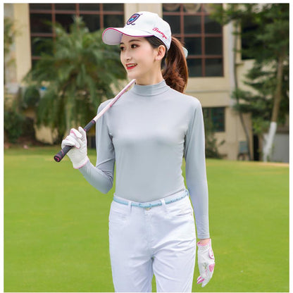ゴルフ レディース シャツ 長袖 UVカット インナー ウェア 日焼け対策 ストレッチ ひんやり 夏 スポーツシャツ ゴルフウェア 吸汗 速乾 接触冷感 スポーツウェア