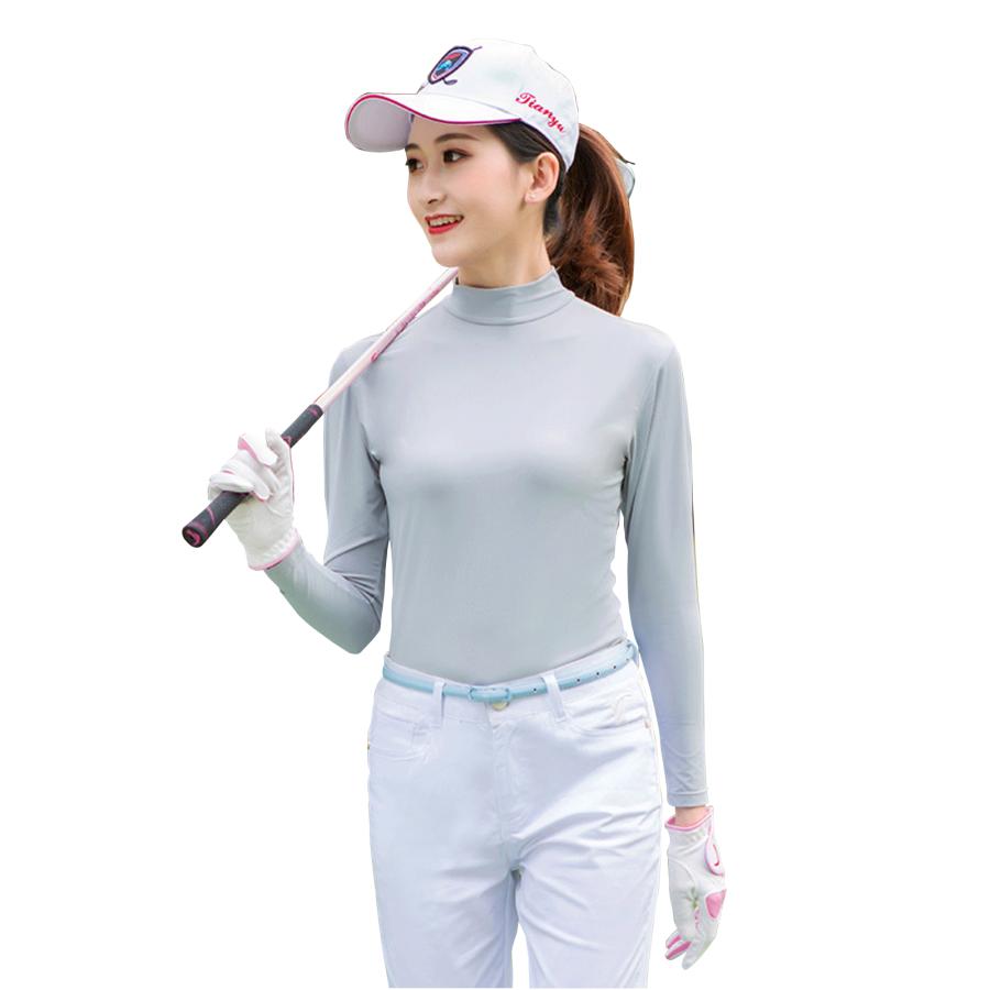 ゴルフ レディース シャツ 長袖 UVカット インナー ウェア 日焼け対策 ストレッチ ひんやり 夏 スポーツシャツ ゴルフウェア 吸汗 速乾 接触冷感 スポーツウェア