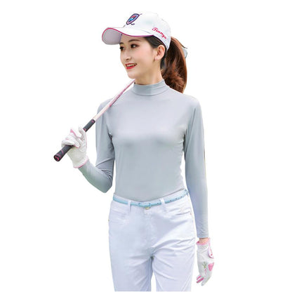 ゴルフ レディース シャツ 長袖 UVカット インナー ウェア 日焼け対策 ストレッチ ひんやり 夏 スポーツシャツ ゴルフウェア 吸汗 速乾 接触冷感 スポーツウェア