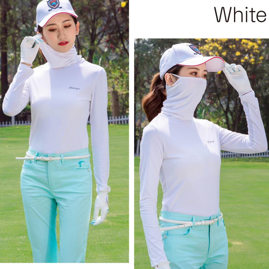 UVカット インナー ゴルフ レディース 接触冷感 長袖  ウェア 日焼け対策 ストレッチ ひんやり  夏 スポーツシャツ  ゴルフウェア 吸汗 速乾 スポーツウェア